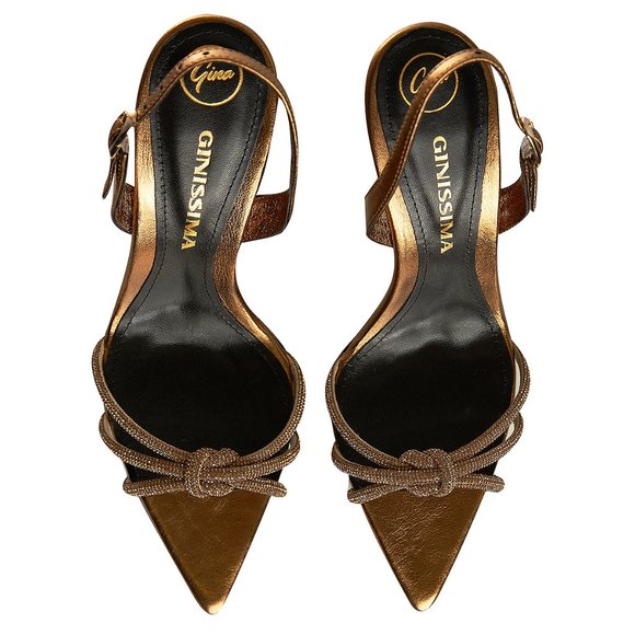 Gold/Brown Sandals with Sparkling Details, Ginissima "Daisy" (originally $450) - Picture 3 of 4